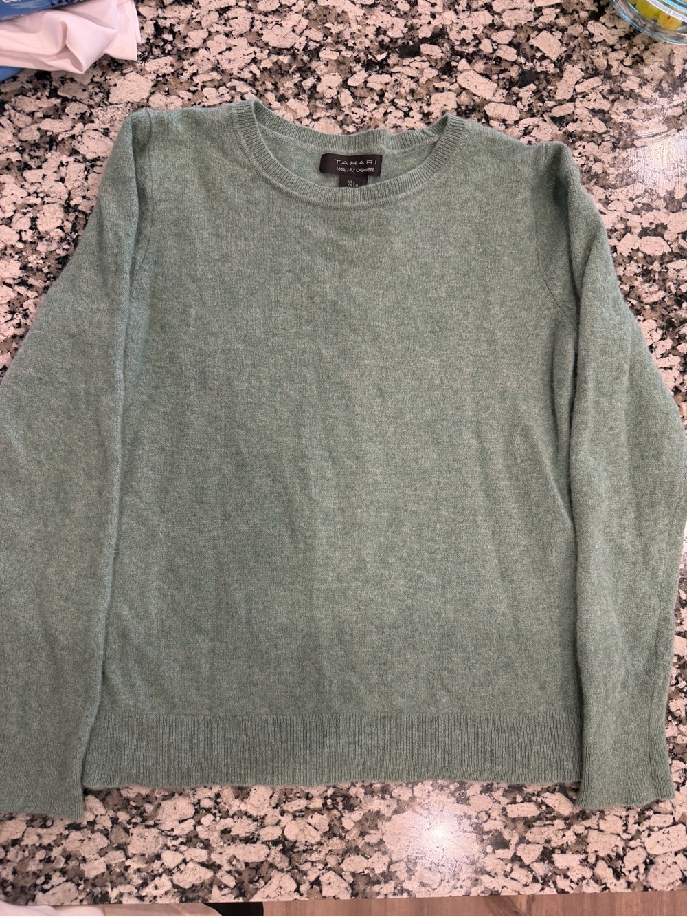 Tahari 100% 2-Ply Cashmere Sweater Women’s Large Sage Green